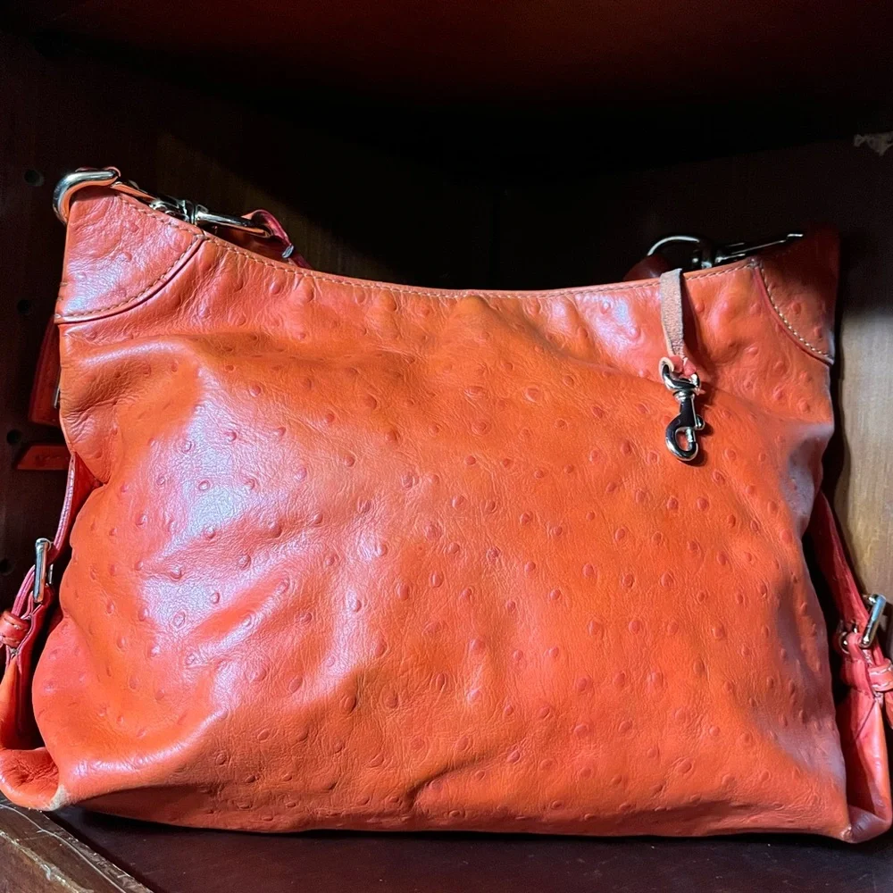 Dooney & Bourke Orange Ostrich Shoulder Bag - Picture 2 of 5